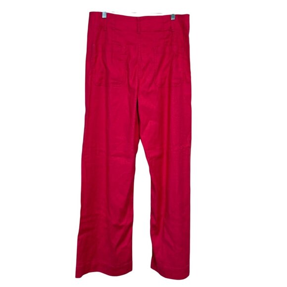 Maeve Anthropologie Colette Trouser Wide-Leg Pants Linen Pink Women Size 32 Tall - Picture 3 of 9